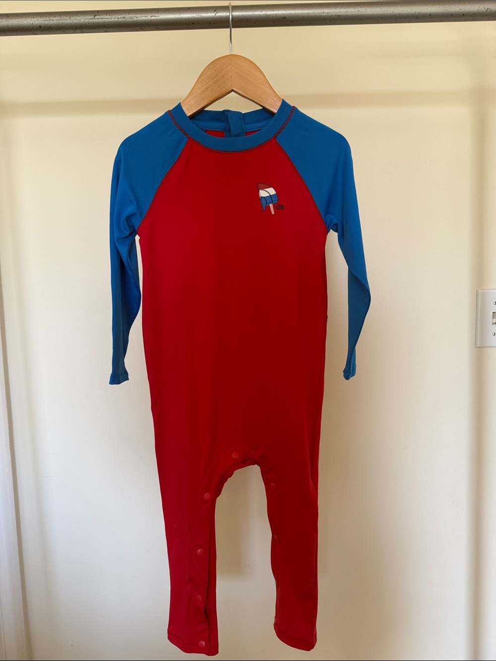 Kids Red and Blue Rash Guard One-Piece Swimsuit